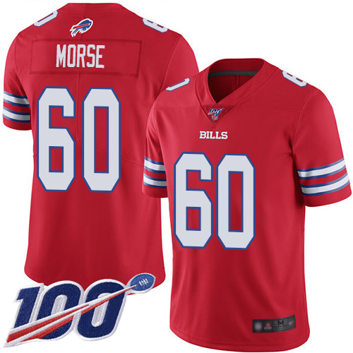 Men Buffalo Bills #60 Mitch Morse Limited Red Rush Vapor Untouchable 100th Season NFL Jersey